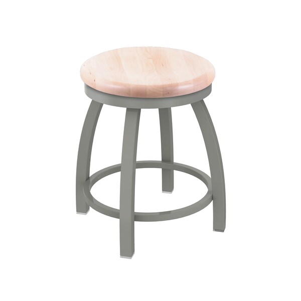 18" Swivel Vanity Stool, Nickel Finish, Nat Maple Seat